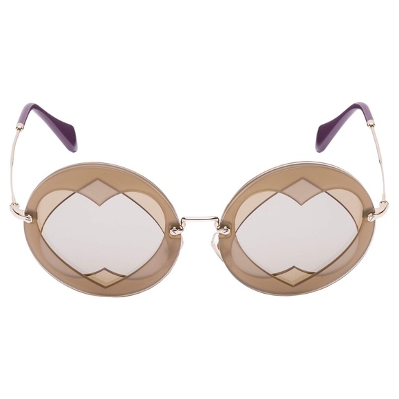 MIU MIU Round Heart Sunglasses Hazelnut SMU 01S - Picture 3 of 4